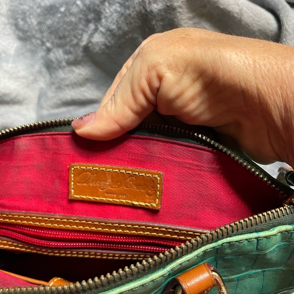 Dooney & Bourke Turquoise Croc-Embossed Satchel - Picture 2 of 6